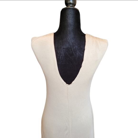 Cream White Knit Scoopback Plunging Neckline Dress Cover Up NEW - Picture 2 of 3